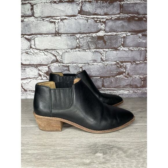 Madewell The Myles Black Leather Ankle Booties Heeled Boots Women Sz 8M US/39EU - Picture 3 of 16